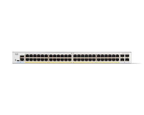 Cisco Catalyst 48-port managed switch with PoE+, 10GbE uplinks, and web-based configuration for small office networks