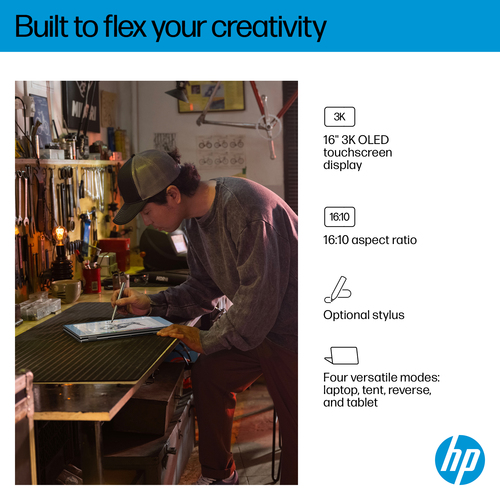 HP OmniBook X Flip AMD Ryzen AI 7 2 GHz 16" 2880 x 1800 px 24 GB, 1 TB