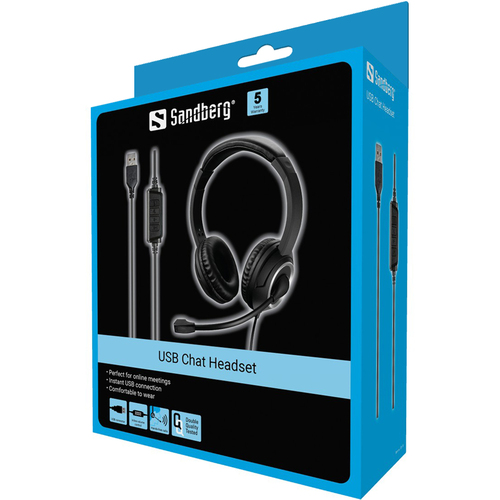 Sandberg USB, Wired, 20 - 20000 Hz, Headset/Headphones, Black
