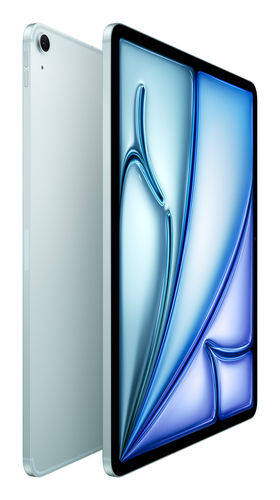 iPad Air 13-inch rear view showing 12MP camera in blue aluminium finish