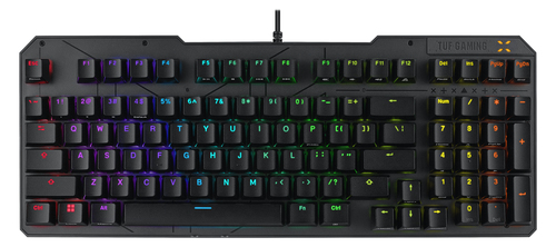 ASUS TUF Gaming K3 Gen II black gaming keyboard with IP57 water and dust resistance