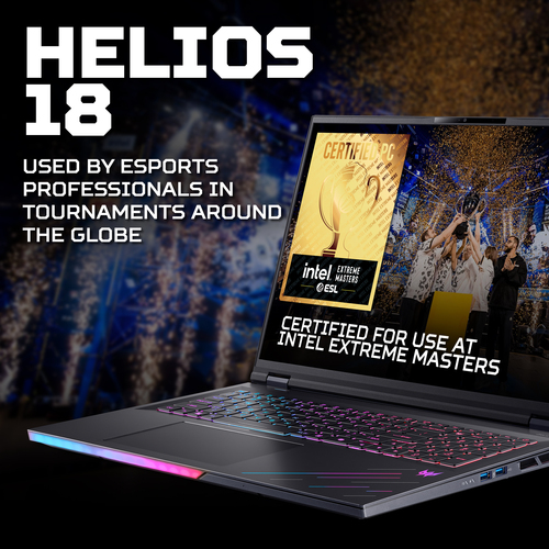 Acer Predator Helios 18 AI Laptop Black Design with RGB Keyboard