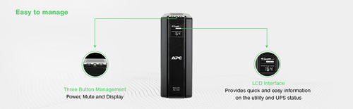 Energy-efficient APC 1.5 kVA UPS with audible alarms