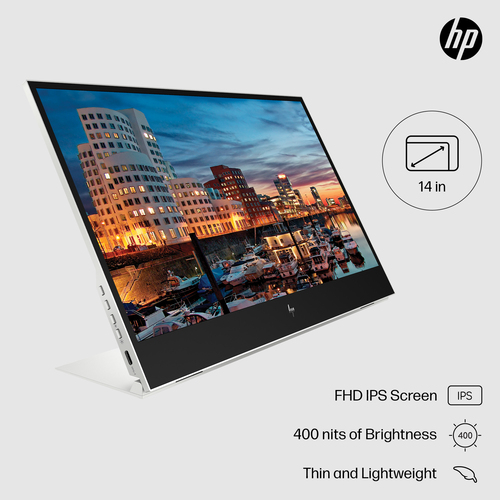HP E-Series E14 G4 Portable Monitor, (14"), 1920 x 1080 pixels, Full HD, LCD
