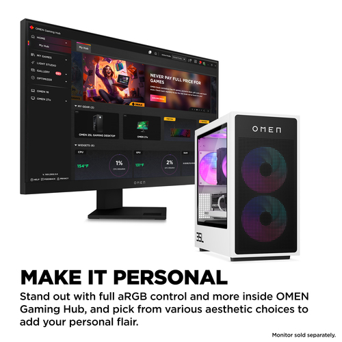 HP OMEN 35L Gaming GT16-0037na, AMD Ryzen™ 7, 8700F, 16GB/1TB, W11 Home Desktop