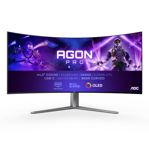 AOC AGON PRO (AG456UCZD) 45", 3440 x 1440 pixels, Wide Quad HD, OLED, Monitor