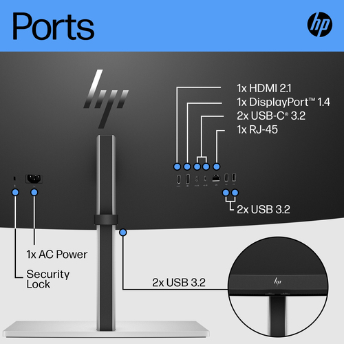 HP E45c G5 DQHD Curved Monito 44.5" 5120 x 1440pixels Dual QHD LCD Monitor Black