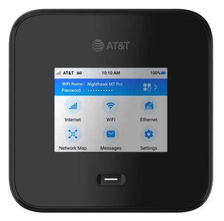 NETGEAR Nighthawk M7 Pro 5G Wi-Fi 7 mobile router in black for fast portable internet connectivity
