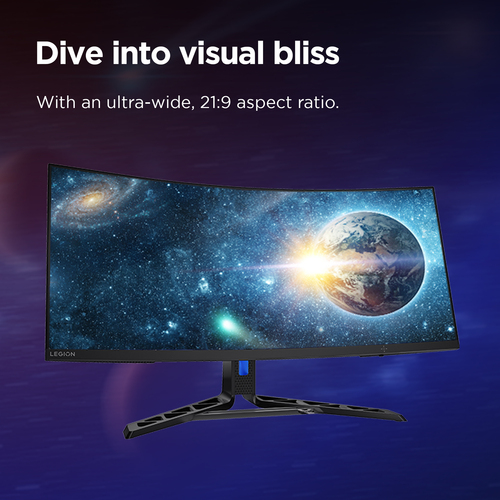 Lenovo Legion R34w-30 gaming monitor photo with immersive curved screen