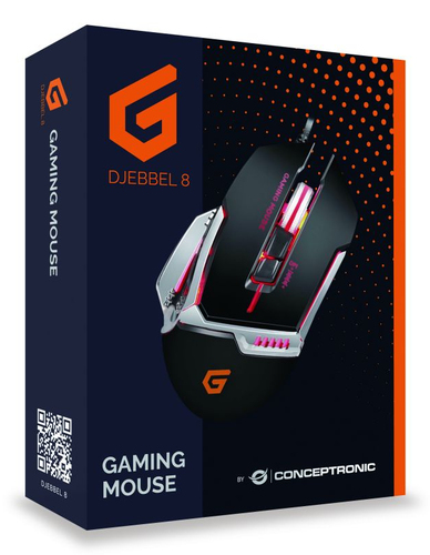 Conceptronic DJEBBEL 8, Gaming USB Mouse, Optical, USB/A, 4000 DPI
