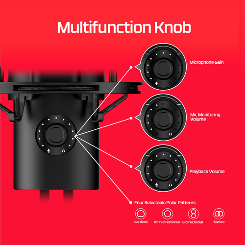 HyperX QuadCast 2S USB Table Microphone 20–20000 Hz Black Wired