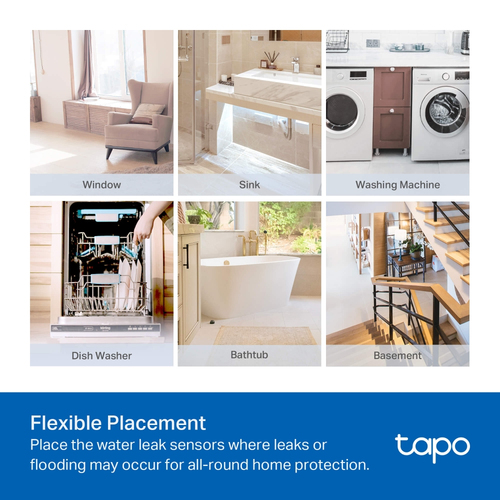 TP-Link Tapo T300 V1, Smart Water Leak Sensor with 2 AAA batteries