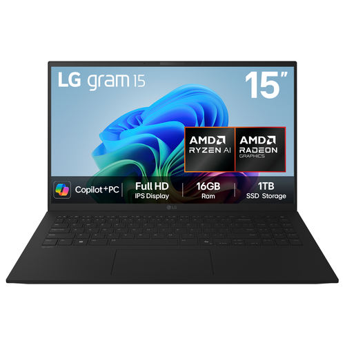 LG Gram 15Z80T-G AI Copilot +PC ,  AMD Ryzen AI 7 16GB/1TB 15.6 Inch FHD Laptop