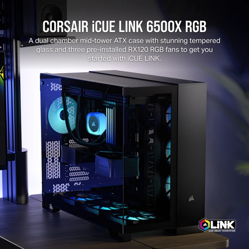 Corsair iCUE LINK 6500X RGB, Black, ATX, Midi Tower Case