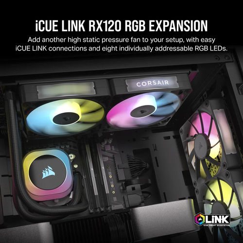 Corsair iCUE LINK RX120 RGB 120mm PC Fan, 400-2100 RPM, Quiet High Airflow