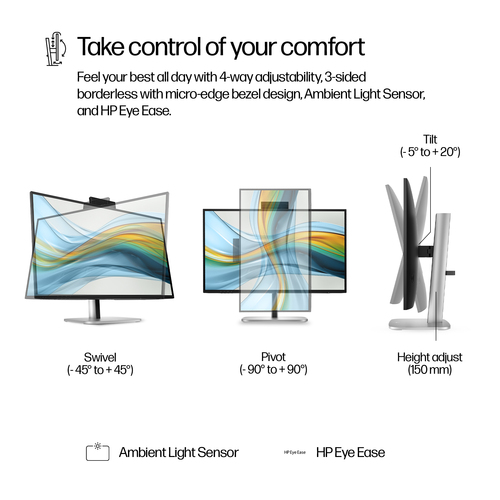 HP Series 5 Pro 27'' QHD USB-C Conferencing Monitor, 2560 x 1440 pixels, LCD