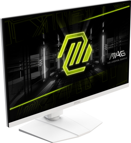MSI MAG 274URFW monitor front view highlighting sleek Arsenal Gaming design