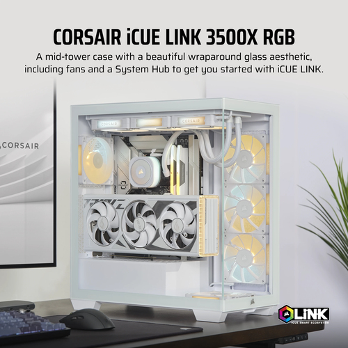 Corsair iCUE LINK 3500X RGB EATX, Steel, Tempered glass, Gaming Midi Tower Case
