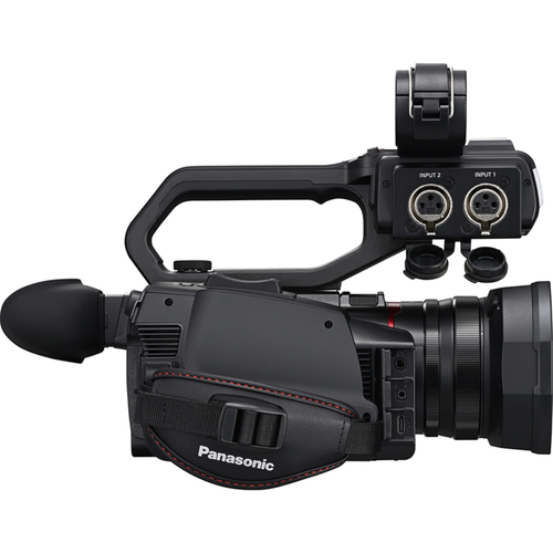 Rear panel of AG-CX18 showing HDMI, USB, SDI, and XLR ports