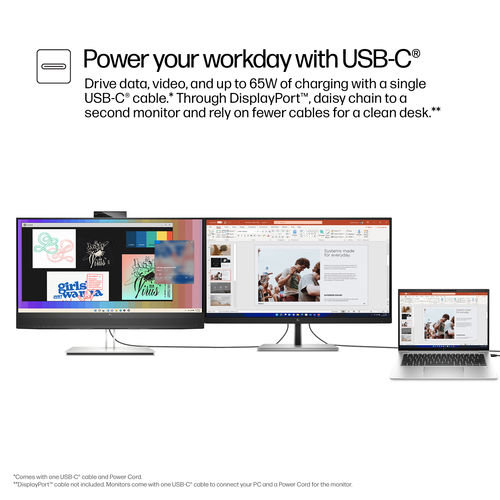 HP E-Series E27m G4 QHD USB-C Conferencing Monitor, (27"), 2560 x 1440 pixels