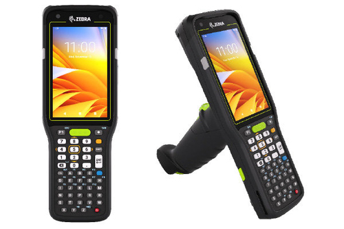 Front view of Zebra MC34 industrial mobile computer with keypad