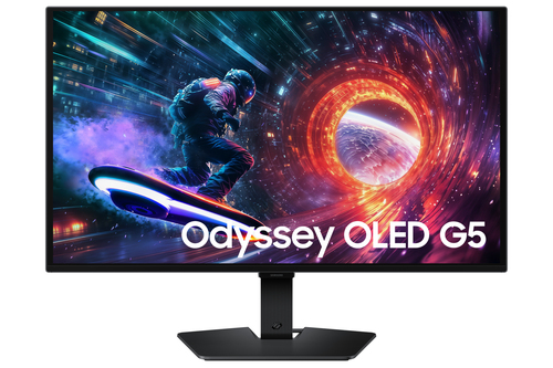 Samsung 27 inch Odyssey OLED monitor image showing 2560 x 1440 resolution