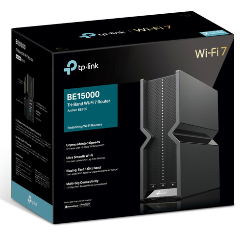 TP-Link Archer BE700 Wi-Fi 7 Tri-Band Tabletop Router Black
