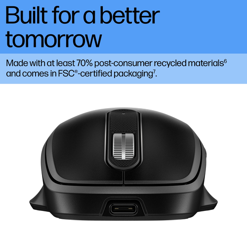 HP 510 Ultra-Fast Rechargeable Wireless Mouse, Ambidextrous, 4000 DPI, Black