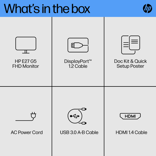 HP E27 G5 FHD Monitor, 68.6 cm (27"), 1920 x 1080 pixels, Full HD, LCD