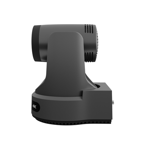 PTZOptics PT12X-LINK-4K-GY camera mounted on a ceiling in a retail store monitoring aisles and entrance