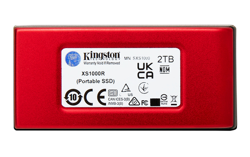 Kingston XS1000 2TB USB-C 3.2 Gen2 External SSD – 1050MB/s, Portable, Red