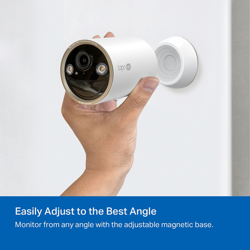 Tapo C460 camera showing magnetic base mount for flexible placement on metal surfaces