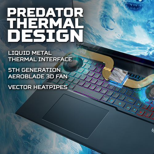 Rear view of Acer Predator Helios Neo 18 laptop with ventilation and cooling