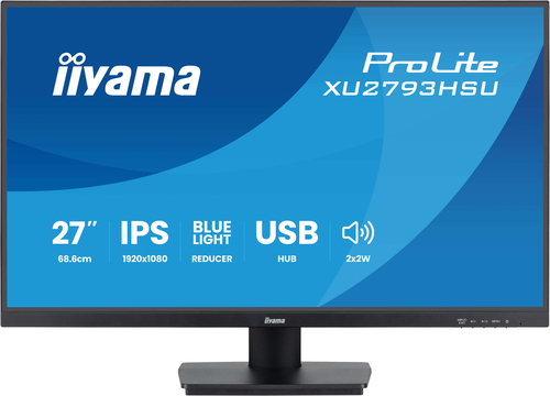iiyama 27 inch Full HD monitor showing 1920 x 1080 resolution and 100Hz refresh