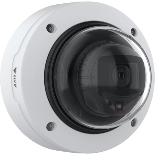 Axis P3277-LV 5 MP dome camera mounted on ceiling black and white