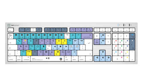 Logickeyboard DaVinci Resolve full size wired keyboard silver UK layout