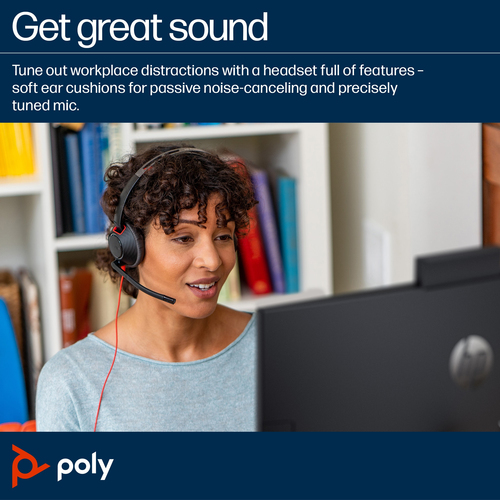 POLY Blackwire 5220 Stereo 3.5mm Plug +USB-C/A, Wired, 20 - 20000 Hz, Headset/Headphones, Black