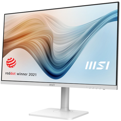 MSI 27 inch Full HD monitor image showing modern desk setup and minimalist design