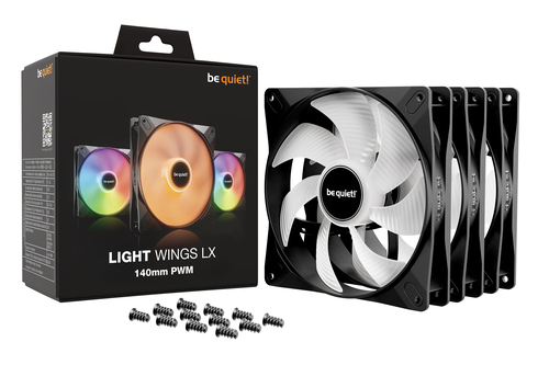 be quiet! LIGHT WINGS LX 140mm PWM 3-Pack Black Fans BL127 1200RPM Low Noise Fan