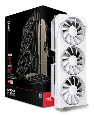 Radeon RX 9070 graphics card connected in gaming PC setup