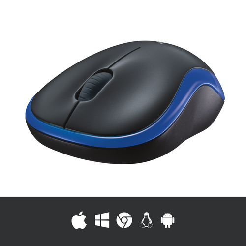 Logitech Wireless Mouse M185, Ambidextrous, Optical, RF Wireless, 1000 DPI, Blue