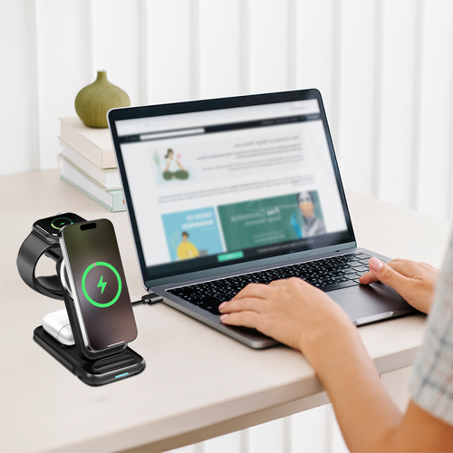 LogiLink PA0292 wireless charging pad black photo bedside phone charging