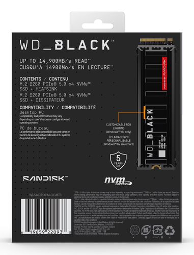 SanDisk WD_BLACK SN8100 4TB NVMe SSD image high-capacity SSD for professional use