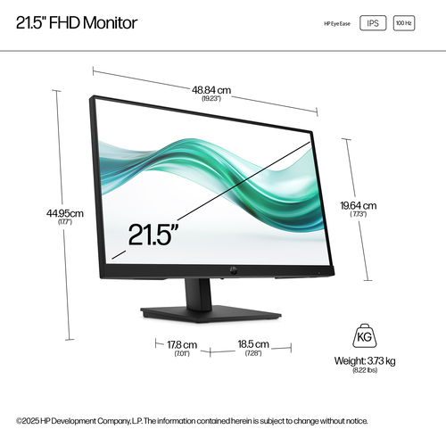 HP Series 3 Pro, 21.5 inch FHD Monitor, 1920 x 1080 pixels, Full HD, LCD