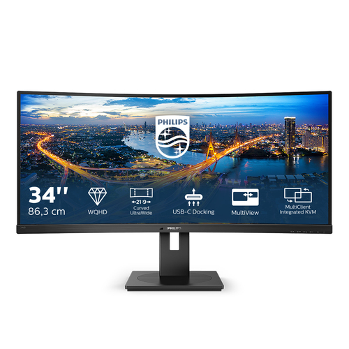 Philips B Line 346B1C/00, 86.4 cm (34"), 3440 x 1440 pixels, Quad HD LCD Monitor