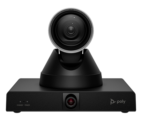 HP Poly Studio E60 4K MPTZ video conference camera front view with 12x optical zoom