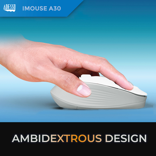 Adesso (IMOUSE A30W) Ambidextrous, Optical, RF Wireless Mouse White