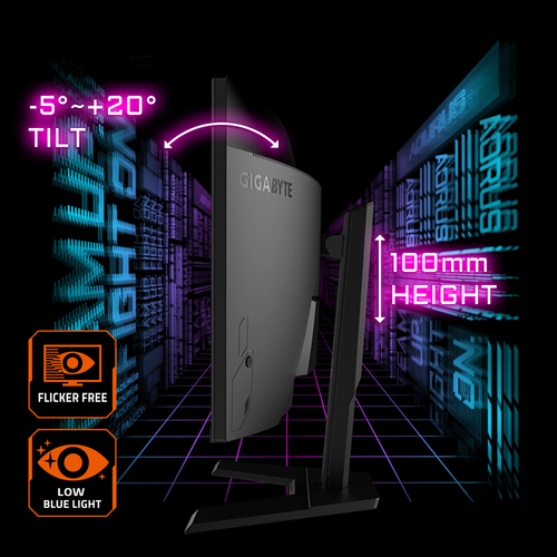 GIGABYTE GS34WQC 34" WQHD Curved Gaming Monitor, 3440 x 1440 pixels, LED