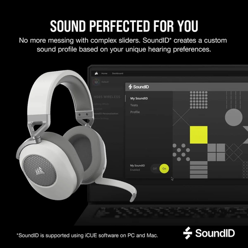 Corsair HS65, Wireless, 20 - 20000 Hz, Gaming, Headset/Headphones, White