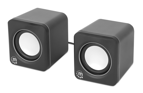 Manhattan 2600 Series USB stereo speakers black silver front view